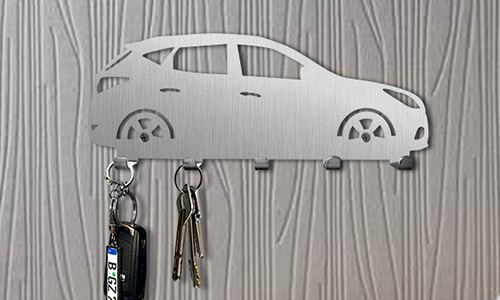 Keyboard car silhouettes white on the wall with keys