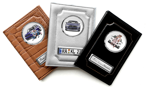 Standard car document holder with car/photo and license plate for your daughter