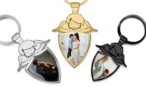 Schutzengel-Schlüsselanhänger mit Foto und Schild – Einzigartiges personalisiertes Geschenk für werdende Eltern