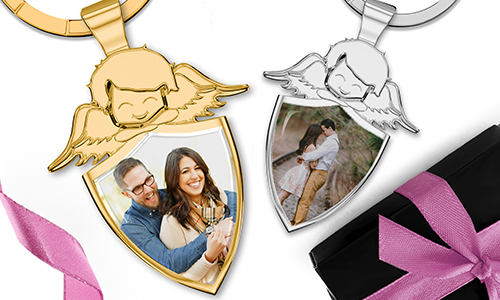 Guardian angel keychain with your photo