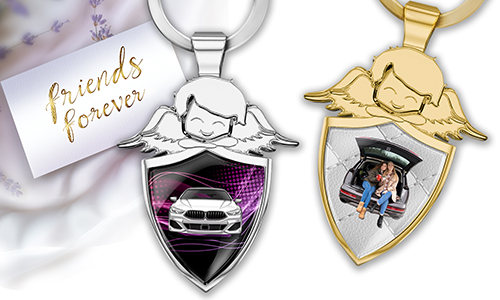 Guardian angel keychain with your best friend's vehicle