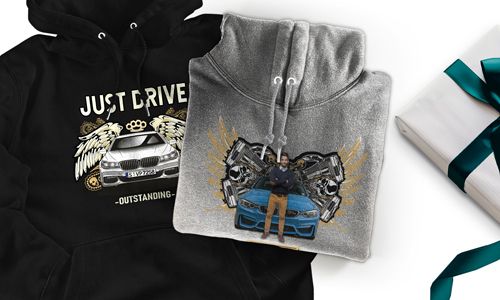 Hoodie mit Auto-Motiv für Bruder