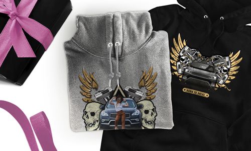 Hoodie met auto-motief voor je moeder!