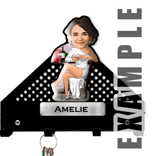 Porte-clés mural personnalisé avec ton hobby et ton métier en style de bande dessinée