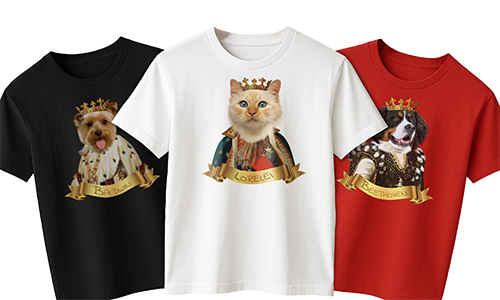 T-shirt personnalisé Royal Portrait chien et chat