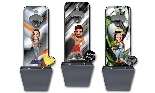 Gepersonaliseerde muurflessenopener met doppenvanger - Stripboek, Hobby & Beroepsthema's