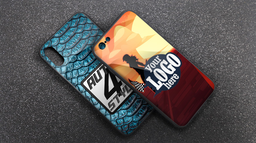 Phone case with logo on stylish background