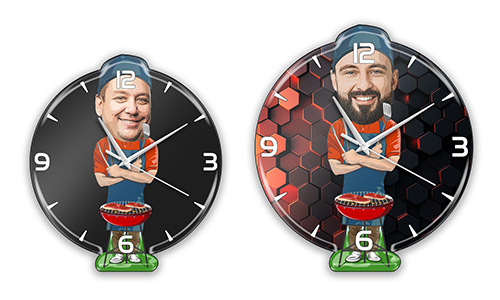 Personalisierte Wanduhr Comic Beruf - Grillmeister