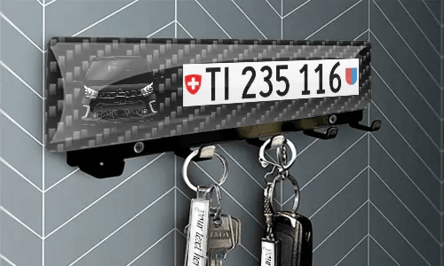 Portachiavi da parete con sagome di auto a tastiera - Nero in polvere