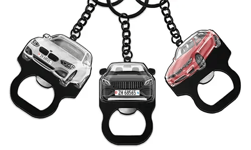 Flaskeåpner-nøkkelring med bil