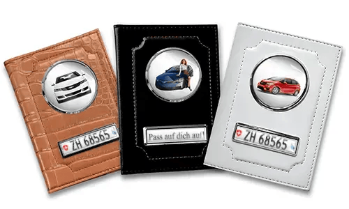 Standaard autodocumentenhouder met auto/foto en kenteken voor je vriendin