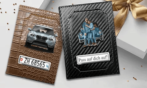 Car document holder with photo and license plate for your husband