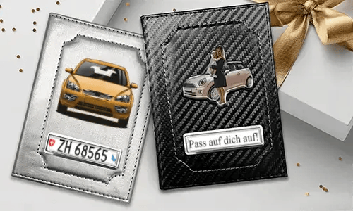 Car document holder with photo and license plate for your mother