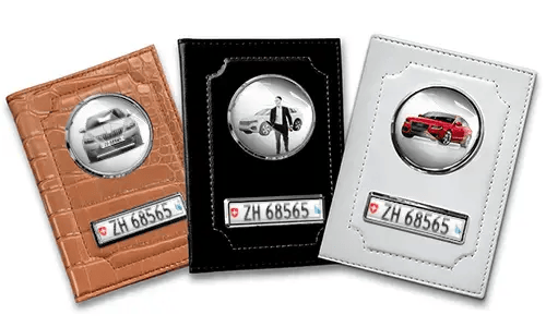 Standard Fahrzeugschein Hülle für Bruder mit Auto/Foto und Kennzeichen