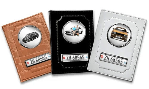 Standard Fahrzeugschein Hülle für deinen Sohn mit Auto/Foto und Kennzeichen