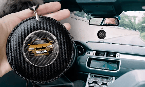 Pyöreä peiliketju autoon – Hiilikuitu