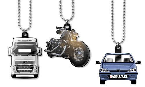 Porte-clés rétroviseur silhouette véhicule