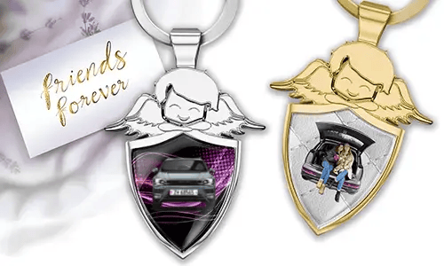 Porte-clés ange gardien avec le véhicule de ton meilleur ami