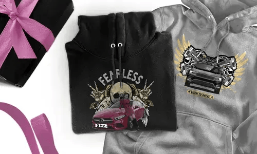Gepersonaliseerde hoodie met automotief voor je zus