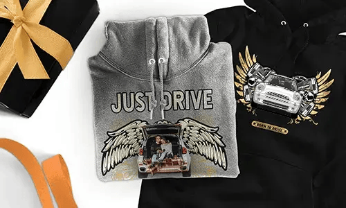 Sweat à capuche personnalisé avec motif de voiture pour les couples