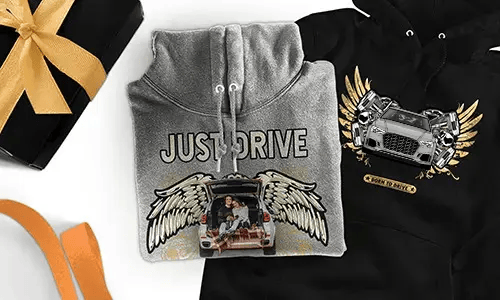 Sweat à capuche personnalisé avec motif de voiture pour votre femme