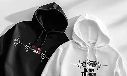 Personalised hearbeat hoodie with photo of motorcycle and phrase!