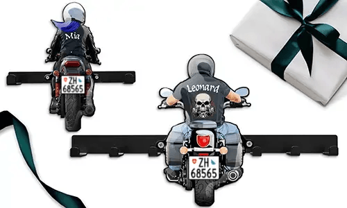 Personalizowany wieszak na klucze motocyklowy dla twojej drugiej połówki z jego/jej imieniem