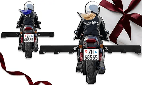 Soporte para llaves de moto genial para ti – con tu nombre y matrícula personalizados!