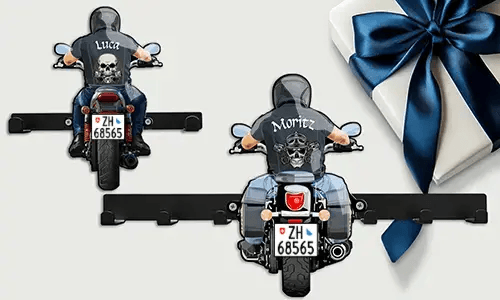 Motorrad-Schlüsselhalter-Wand für deinen Großvater mit seinem Namen und Kennzeichen