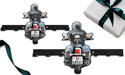 Najlepszy prezent dla ciebie - Motocyklowy uchwyt na klucze-ściana z twoim imieniem i numerem rejestracyjnym