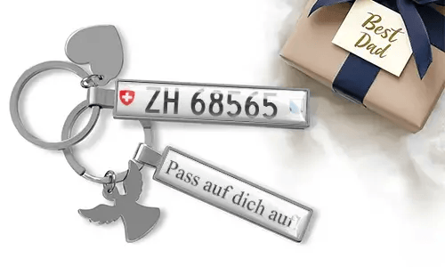 Personalisierter Nummernschild-Schlüsselanhänger für Papa mit gravierter Nachricht