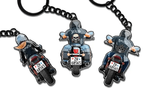 Portachiavi da biker con il tuo nome!