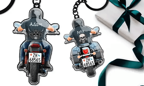 Personalisierter Motorrad-Schlüsselanhänger mit Name und Kennzeichen – Geschenk für deinen Bruder