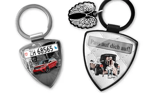 Personalized shield keychain for couples