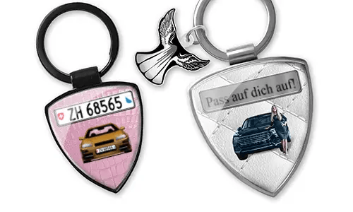 Personalized women's shield keychain