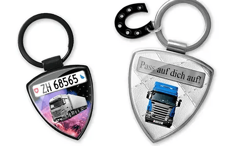 Personalized truck shield keychain