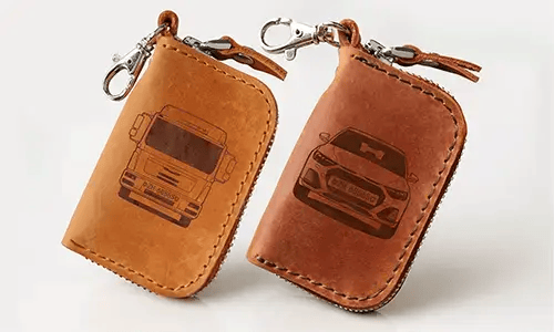 Funda para llaves de cuero auténtico – Cuero beige