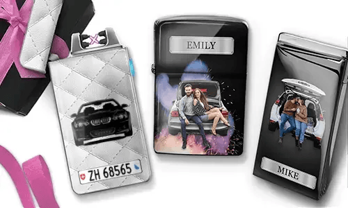 Cooline lighter with photo of car/licence plate - best gift for couples