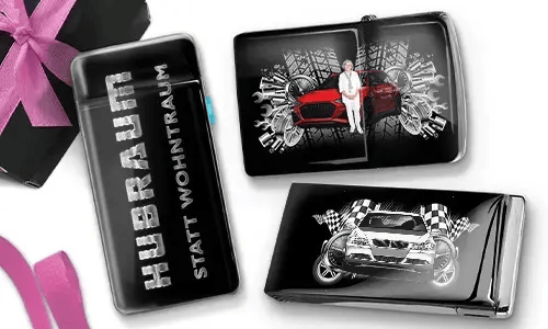 Tuning-Feuerzeug mit Auto/Foto und Kennzeichen für deine Oma