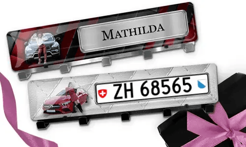 Luxe sleutelbord met auto/foto en kenteken voor jezelf