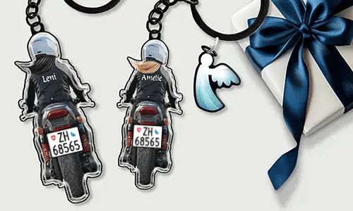 Portachiavi moto personalizzato con nome e targa - regalo per tua sorella