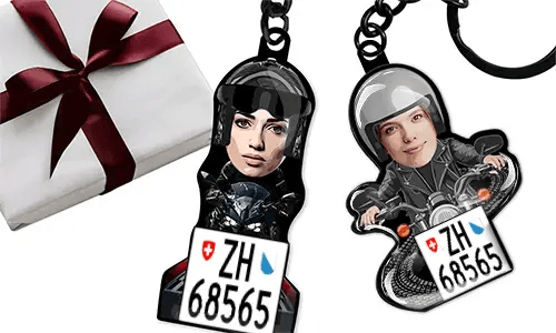 Llavero personalizado de motocicleta con foto de tu esposa