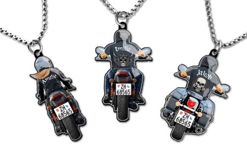 Naszyjnik z imieniem i motocyklem