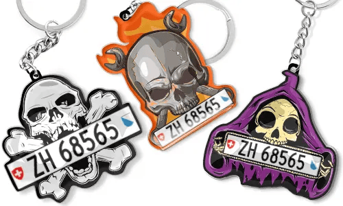 Llavero de calavera - Placa de matrícula