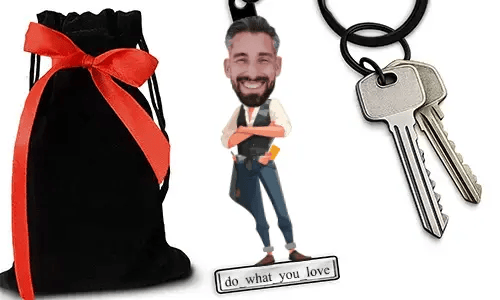 Personalized Comic-Style Keychain With Name And Windsurfing Design