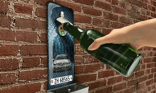 Wall Bottle Opener With Cap Catcher