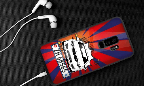 personalisierte handyhülle mit dem Handy und Kopfhöhrer handyhülle motorrad