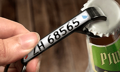 bottle opener keychain with license plate