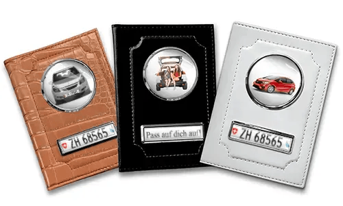 Personalized car documents holder for sister in black, white and brown
