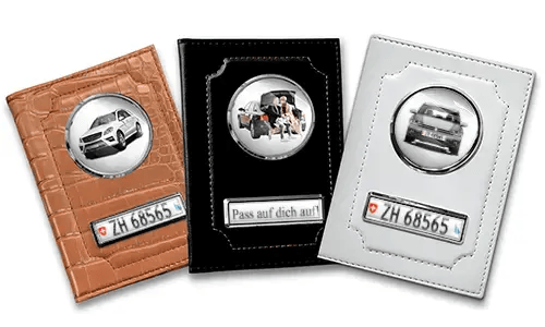 Three personalized car document holders for couples